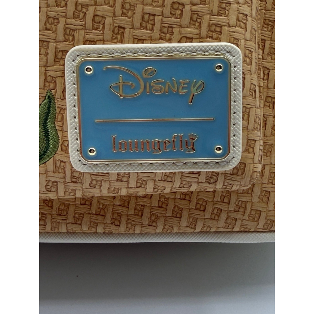 Disney Loungefly Minnie Mouse Straw Floral Embroidered Mini Backpack Blue Bow NW - Picture 6 of 7